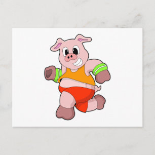 Carte Postale Cochon en course