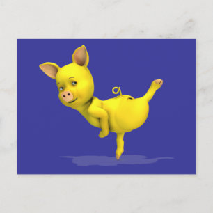 Carte Postale Cochon jaune Arabesque
