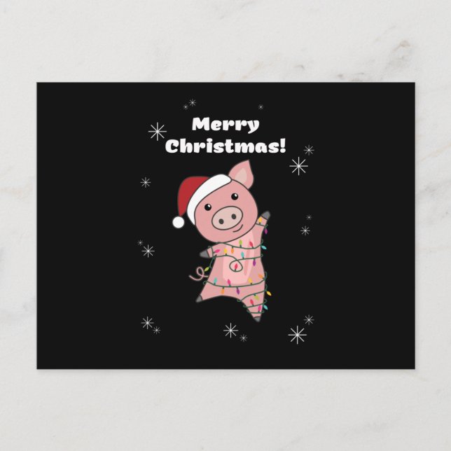 Carte Postale Cochon Joyeux Noël Animaux Cochons (Devant)