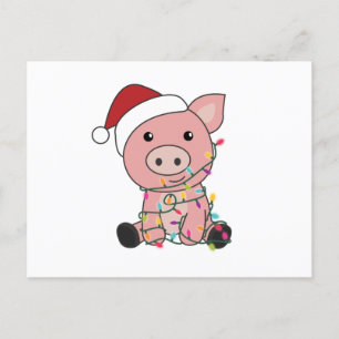 Carte Postale Cochon Noël Neige Animaux d'hiver Cochons