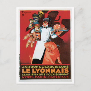 Carte Postale Cochon Porc Jambon Le Lyonnais Alimentation Vintag