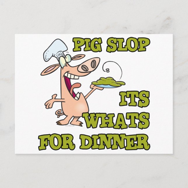 Carte Postale cochon slop ses whals pour le dîner drôle de dessi (Devant)