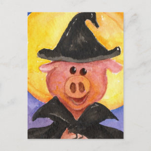 Carte Postale Cochon Sorcier