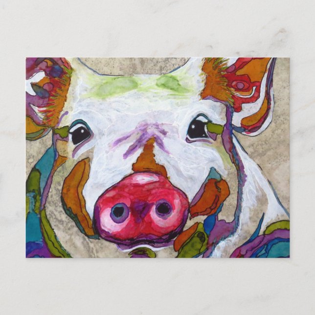 Carte Postale Cochon souriant ! (Devant)