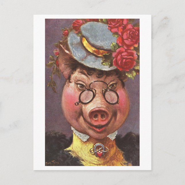 Carte Postale Cochon vintage (Devant)
