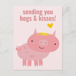 Carte Postale Cochons & Bisous - Saint Valentin de la classe de