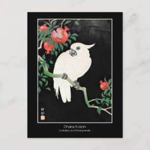 Carte Postale Cockatoo et grenade - Ohara Koson + titre Art