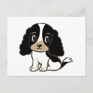 Carte Postale cocker anglais spaniel noir blanc et bronze dessin