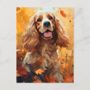 Carte Postale Cocker Spaniel Automne Action de grâce 