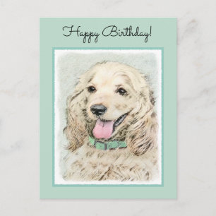 Carte Postale Cocker Spaniel Buff Peinture - Art Chien original