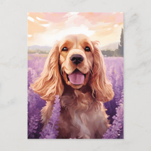 Carte Postale Cocker Spaniel dans le champ Lavender