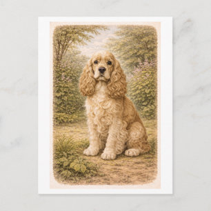 Carte Postale Cocker Spaniel de style vintage
