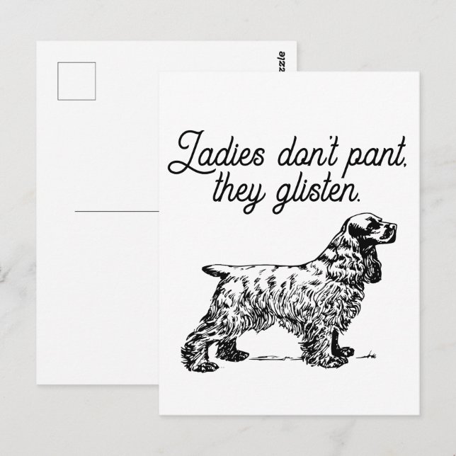 Carte Postale Cocker Spaniel Dessin avec Amusante Plaisanterie A (Devant / Derrière)