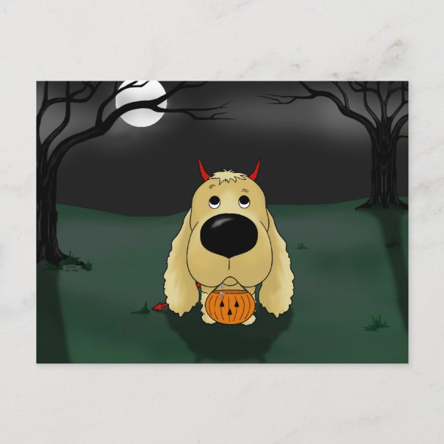 Carte Postale Cocker Spaniel Halloween (Devant)