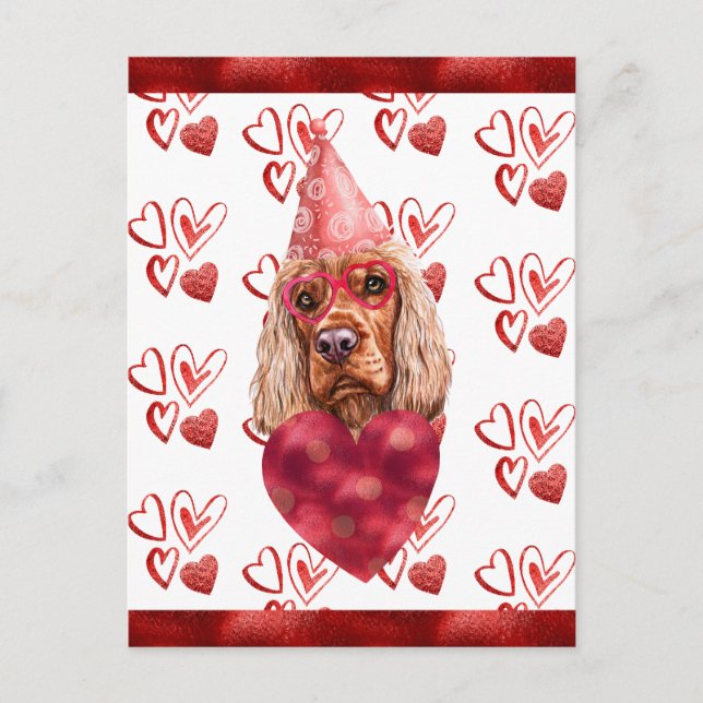 Carte Postale Cocker Spaniel Heart Amoureux des chiens Valentine (Devant)