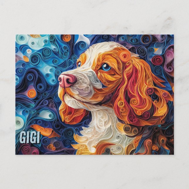 Carte Postale Cocker Spaniel Papier Quitter Art Chien Portrait (Devant)