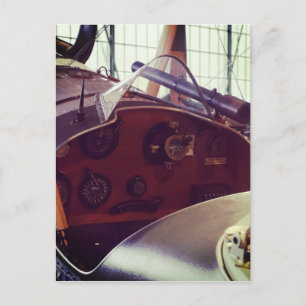 Carte Postale Cockpit d'avion biplan vintage