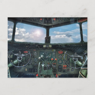 Carte Postale cockpit de l'aéronef vintage