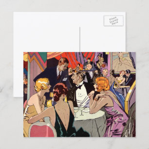 Carte Postale Cocktail Art déco vintage à la discothèque