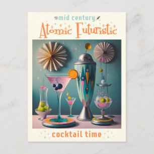 Carte Postale Cocktail atomique futuriste du milieu du siècle