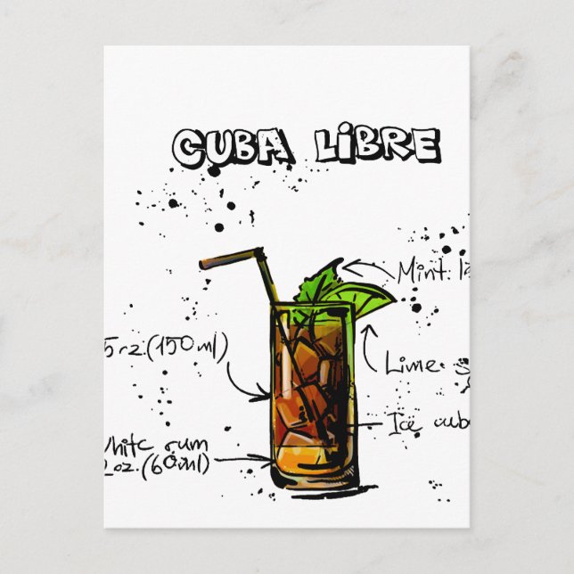 Carte Postale Cocktail Cuba Libre (Devant)