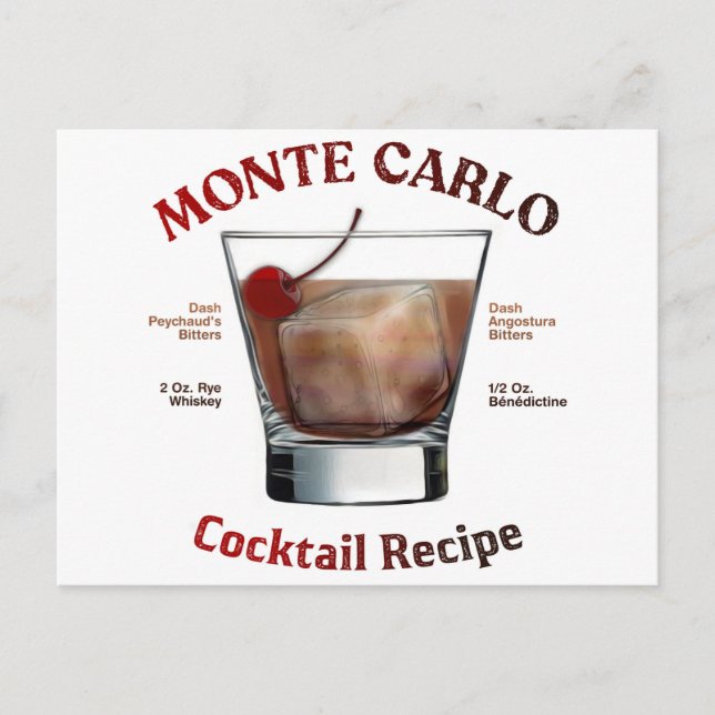 Carte Postale Cocktail Monte Carlo Recette Art (Devant)