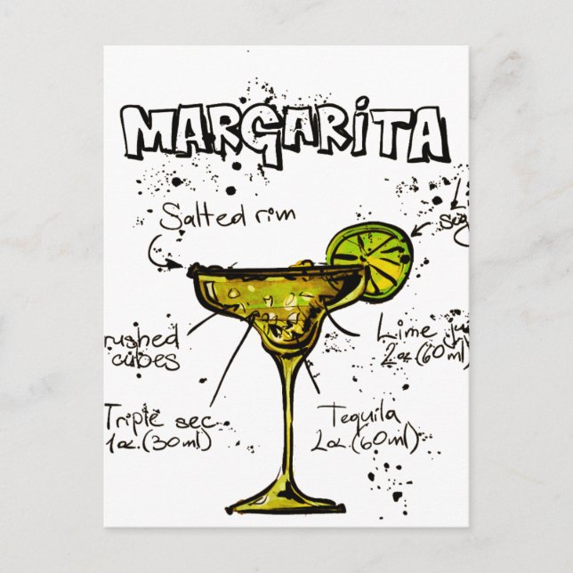 Carte Postale Cocktail Recette Margarita (Devant)