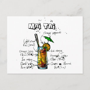 Carte Postale Cocktail Recipe mai Tai