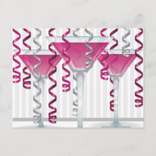 Carte Postale Cocktail rose et ruban