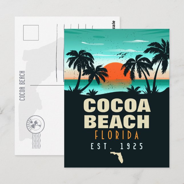 Carte Postale Cocoa Beach Floride Retro Sunset Souvenirs 60s (Devant / Derrière)