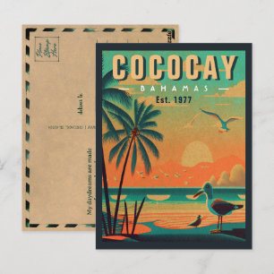 Carte Postale CocoCay Bahamas Retro Seagull Souvenir 1950