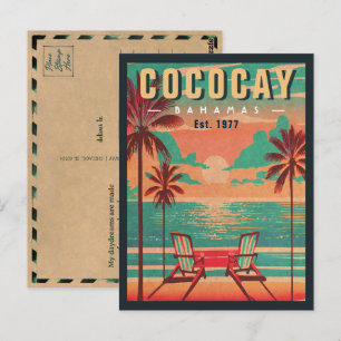 Carte Postale CocoCay Bahamas Retro Sunset Souvenir 1950