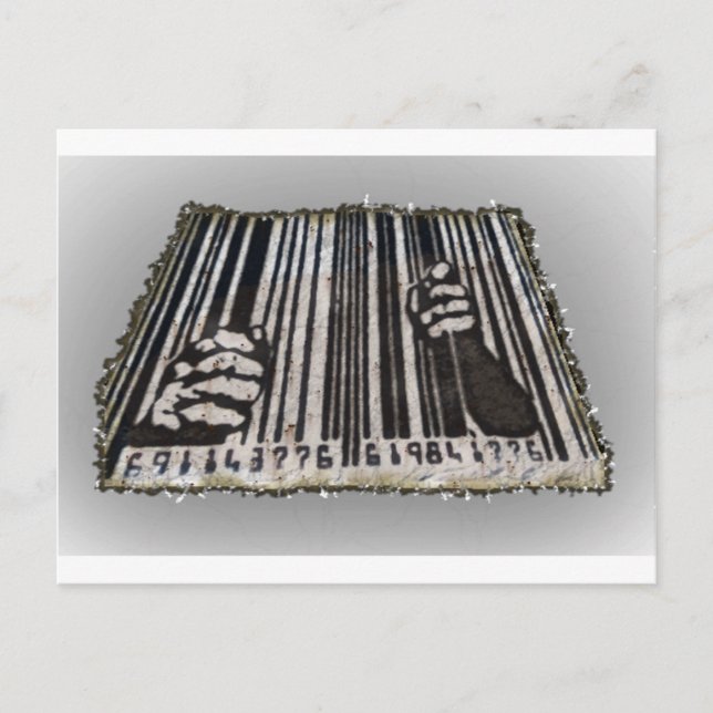 CARTE POSTALE CODE BARRE DE PRISON (Devant)