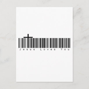 Carte Postale Code barre Jésus vous aime