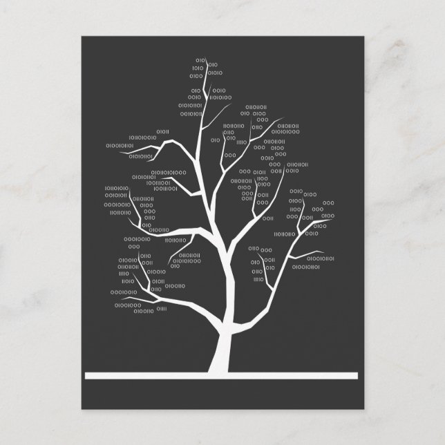 Carte Postale Code binaire de l'enseignant en informatique Arbre (Devant)