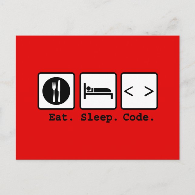 Carte Postale code de sommeil manger Nerd (Devant)