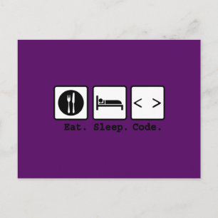 Carte Postale code de sommeil manger Nerd