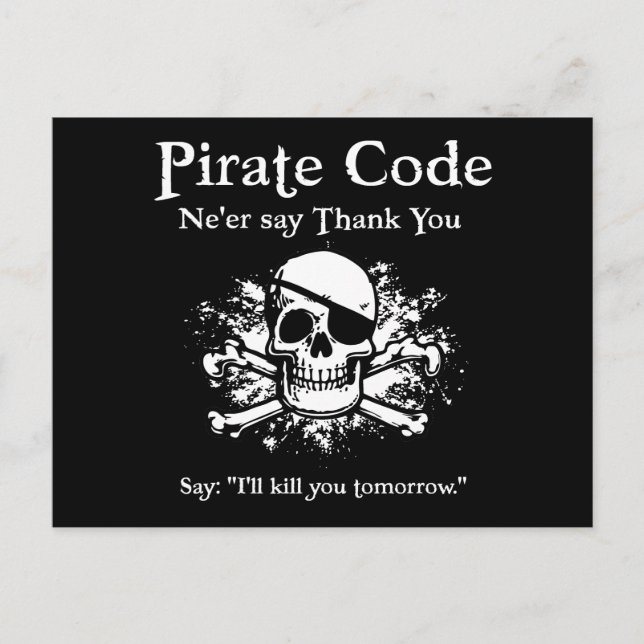 Carte Postale Code pirate : Merci (Devant)