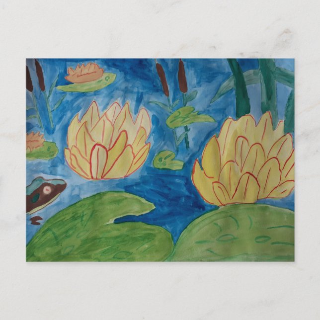 Carte Postale Code postal de la grenouille et du Nénuphar (Devant)