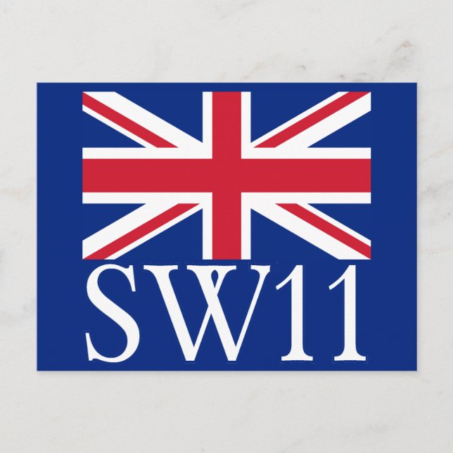Carte Postale Code postal Londres SW11 avec Union Jack (Devant)