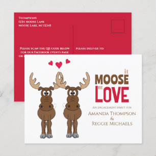 Carte Postale Code QR de la fête de fiançailles drôle de Moose F