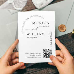 Carte Postale Code QR de mariage élégant minimaliste pour annonc
