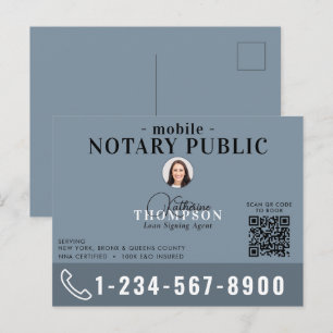 Carte Postale Code QR photo moderne bleu d'agent de signature no