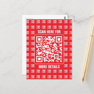 Carte Postale Code QR promotionnel (modifiable) avec Motif Logo