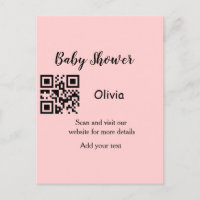 Code QR simple pour baby shower avec nom et texte