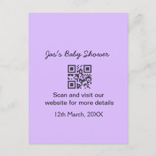 Carte Postale Code QR simple pour baby shower avec nom personnal