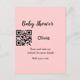 Carte Postale Code QR simple pour baby shower avec nom personnal