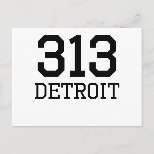 Carte Postale Code régional de Détroit 313 (Devant)