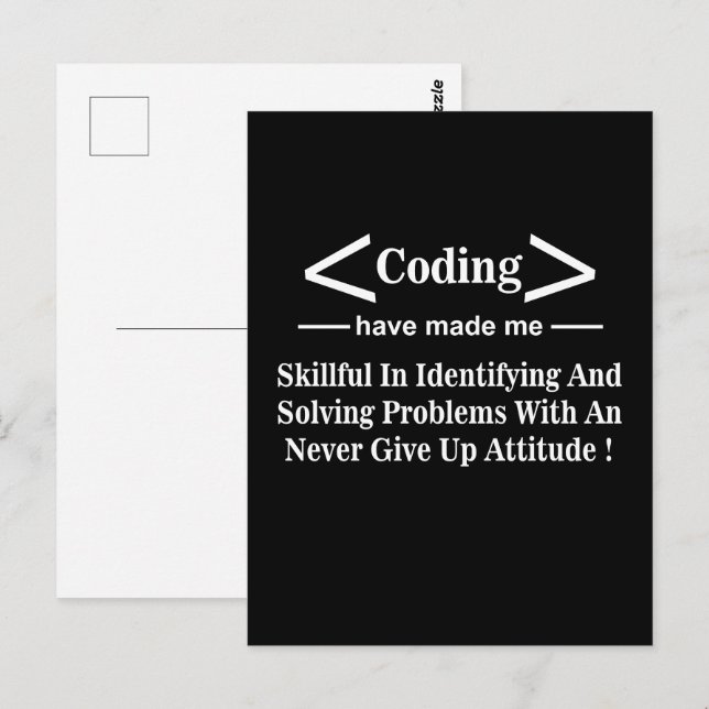 Carte Postale Codeur Programmeur Développeur Codeur Codage (Devant / Derrière)