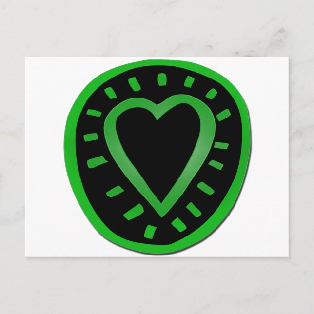 Carte postale Coeur 1 vert et noir (Devant)